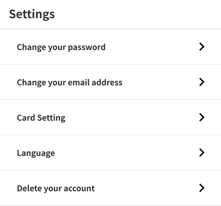 Tap or click on "Card Settings"